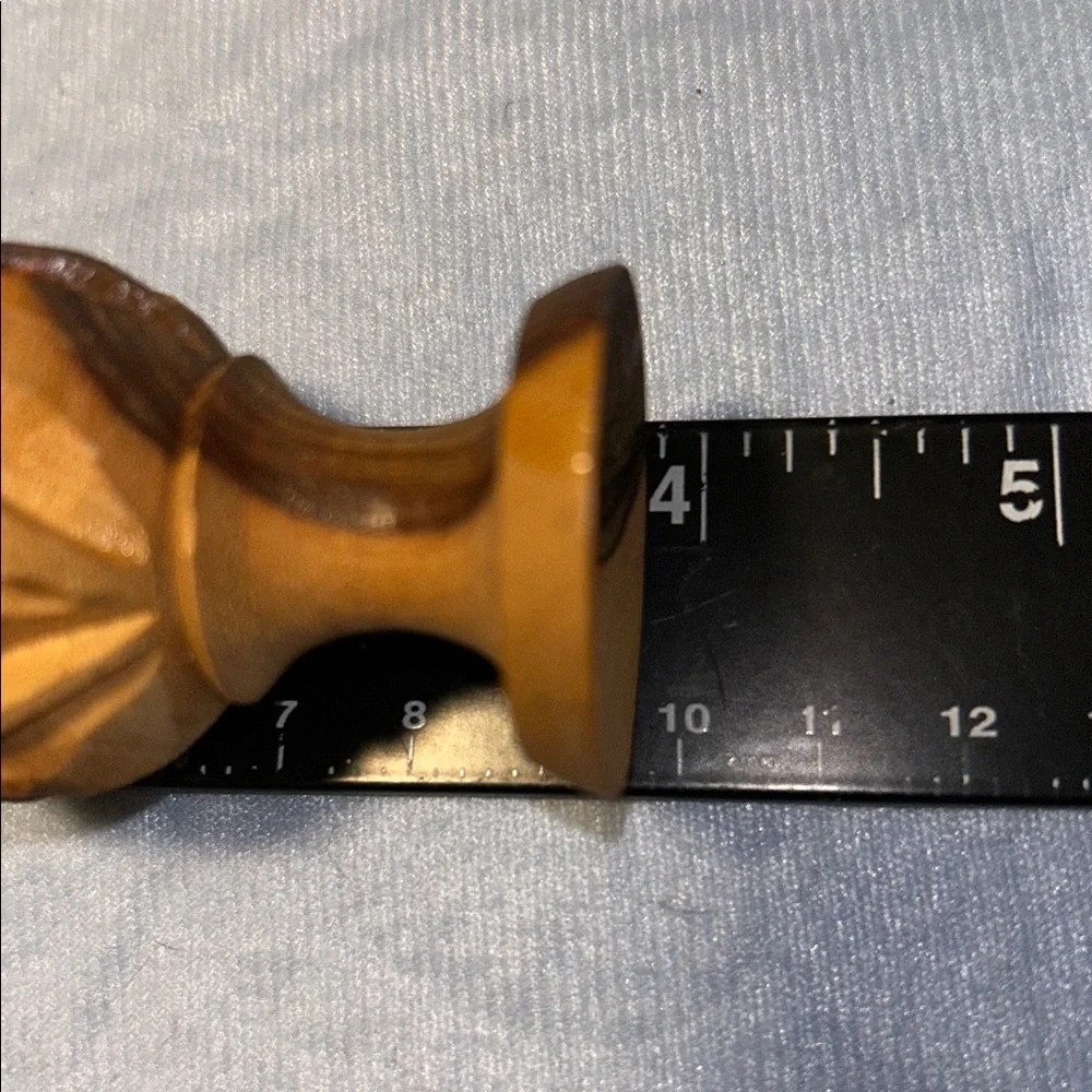 Bohemian Look Hand Carved Cross Hatched Olive Wood Miniature Bud Vase
